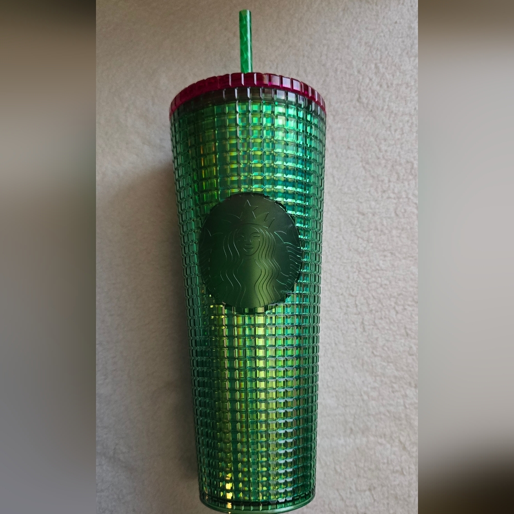 Starbucks Emerald and Ruby Grid Textured Tumbler